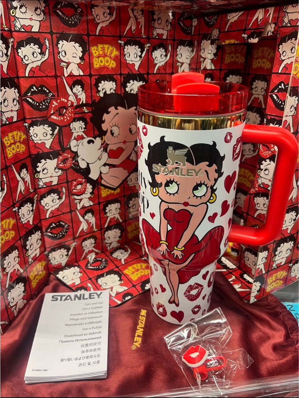 Stanley Red, White & Gold Betty Boop Travel Tumbler